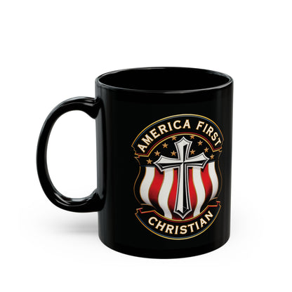 "America First Christian" #04, Black Mug (11oz & 15oz)