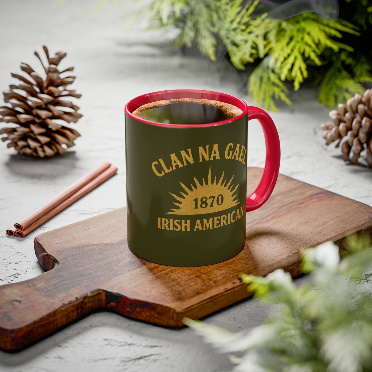 "Clan na Gael - Irish American", Colorful Mugs (11oz, 15oz) (Fianna Green)