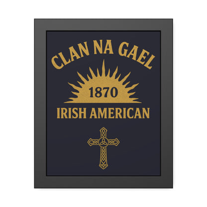 "Clan na Gael - Irish American", Framed Paper Poster (Black Rock Blue)