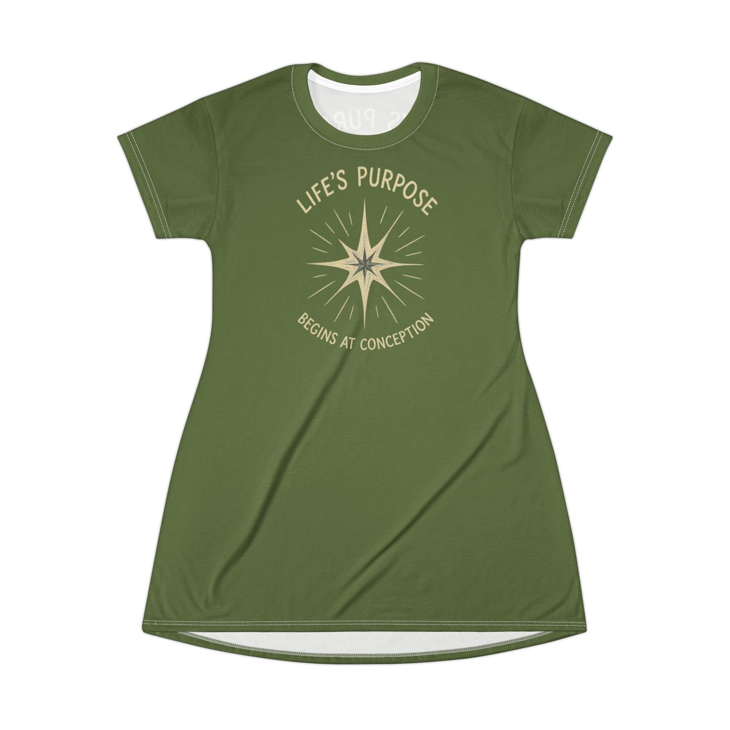 "Life's Purpose Begins at Conception #02", T-Shirt Dress (Kangaroo-Bush)