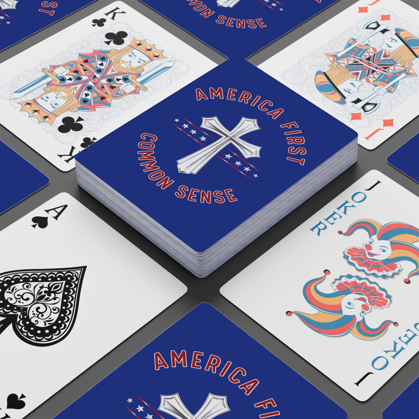 "America First - Common Sense", Political Playing Cards (Patriot Blue)