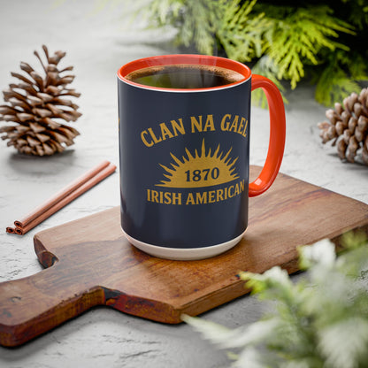 "Clan na Gael - Irish American", Colorful Mugs (11oz, 15oz) (Blue Burka Grey)