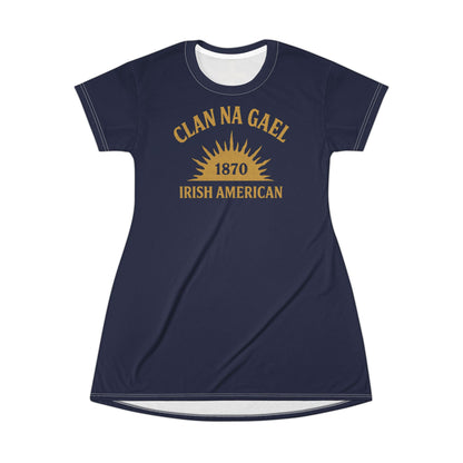 "Clan na Gael - Irish American", T-Shirt Dress (Mariana Blue)