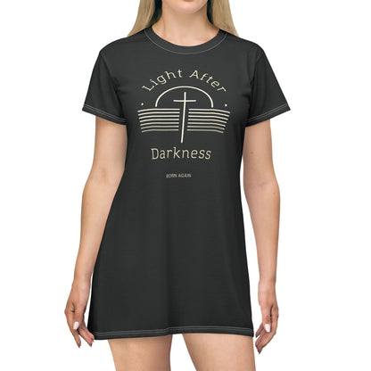"Light After Darkness - Born Again", T-Shirt Dress (Void Black)
