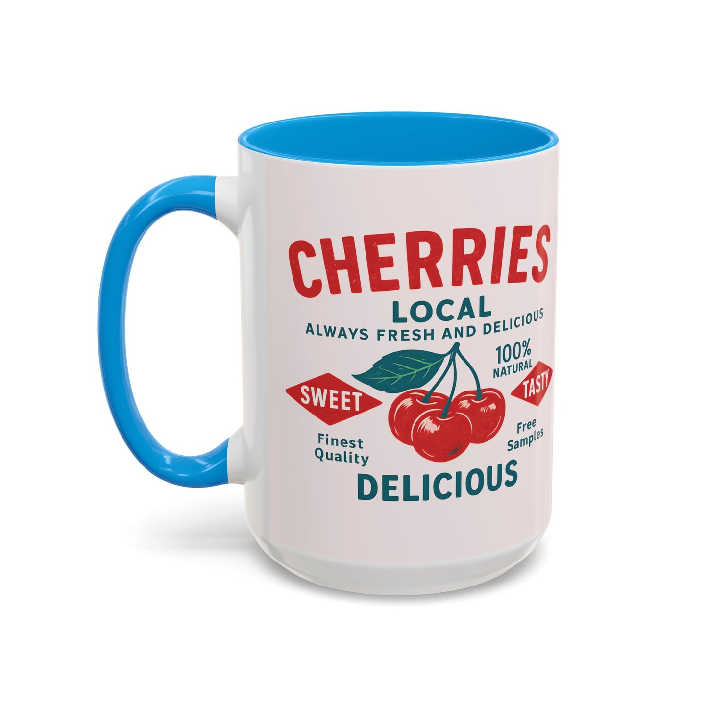"Delicious Cherries", Colorful Mugs (11oz, 15oz) (Sea Salt Sherbet)