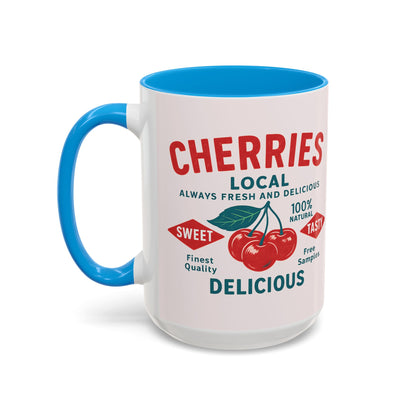 "Delicious Cherries", Colorful Mugs (11oz, 15oz) (Sea Salt Sherbet)