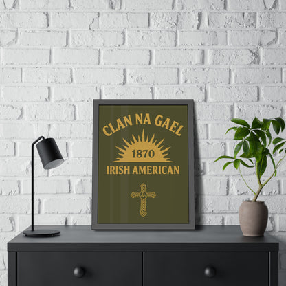 "Clan na Gael - Irish American", Framed Paper Poster (Fianna Green)