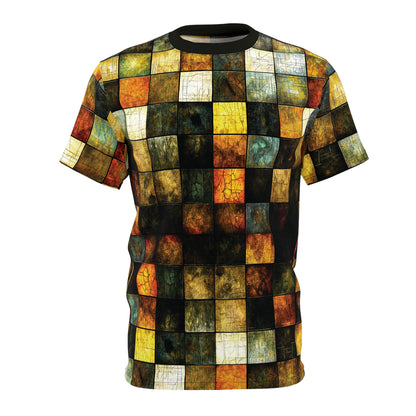 "Wood Block Pattern" #01, Fine Art Unisex T-Shirt (Mossblack Collar)