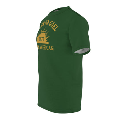 "Clan na Gael - Irish American", Unisex T-shirt (Brithemain Green)