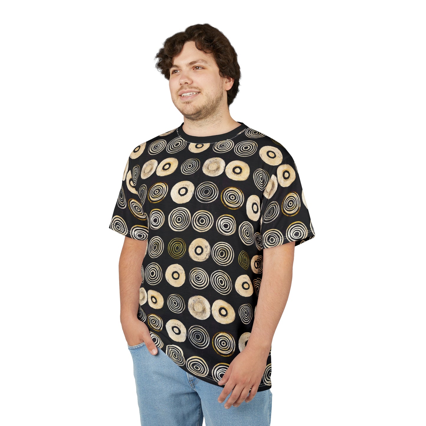 "Punk Polka", Wearable Pattern Art Unisex Tee (Plain Black Collar)