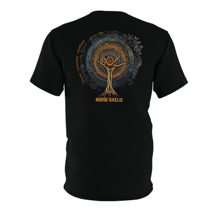 "Norse-Gaelic Tree", Wearable Fine Art Unisex T-shirt (Peatshadow Black)