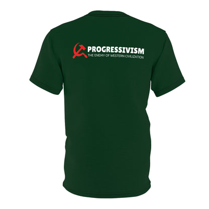 "Progressivism - Enemy of Western Civilization", Unisex Tee (Monsoon Green)