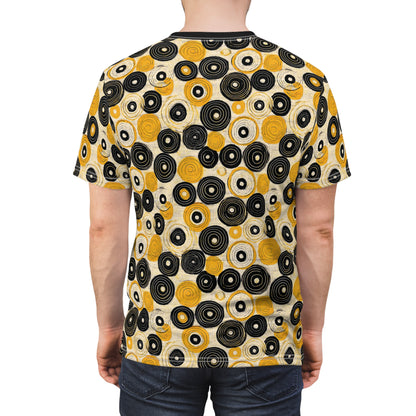 "Old 45's", Wearable Pattern Art Unisex Tee (70's Black Collar)