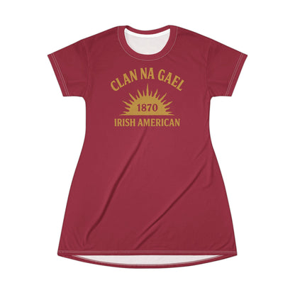 "Clan na Gael - Irish American", T-Shirt Dress (Fénechas Red)