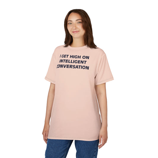 "Intelligent Conversation", Unisex T-shirt (Pink Grapefruit)