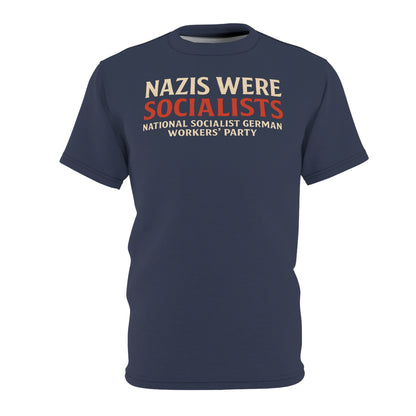 "Nazis were Socialists", Unisex T-shirt (Burka Blue Grey)