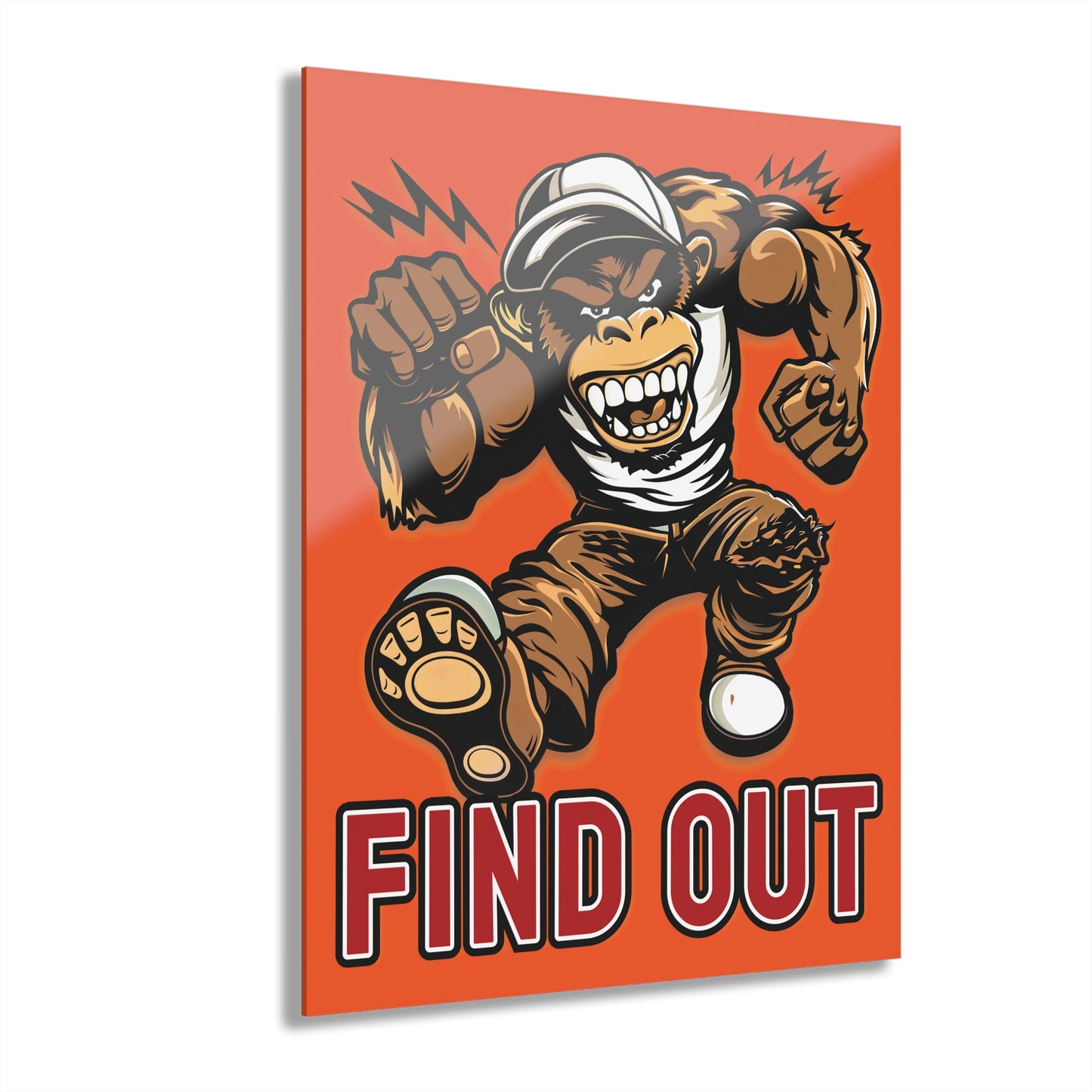 "Find Out", Acrylic Wall Prints (French Cleat Hanging) (Willpower Orange)