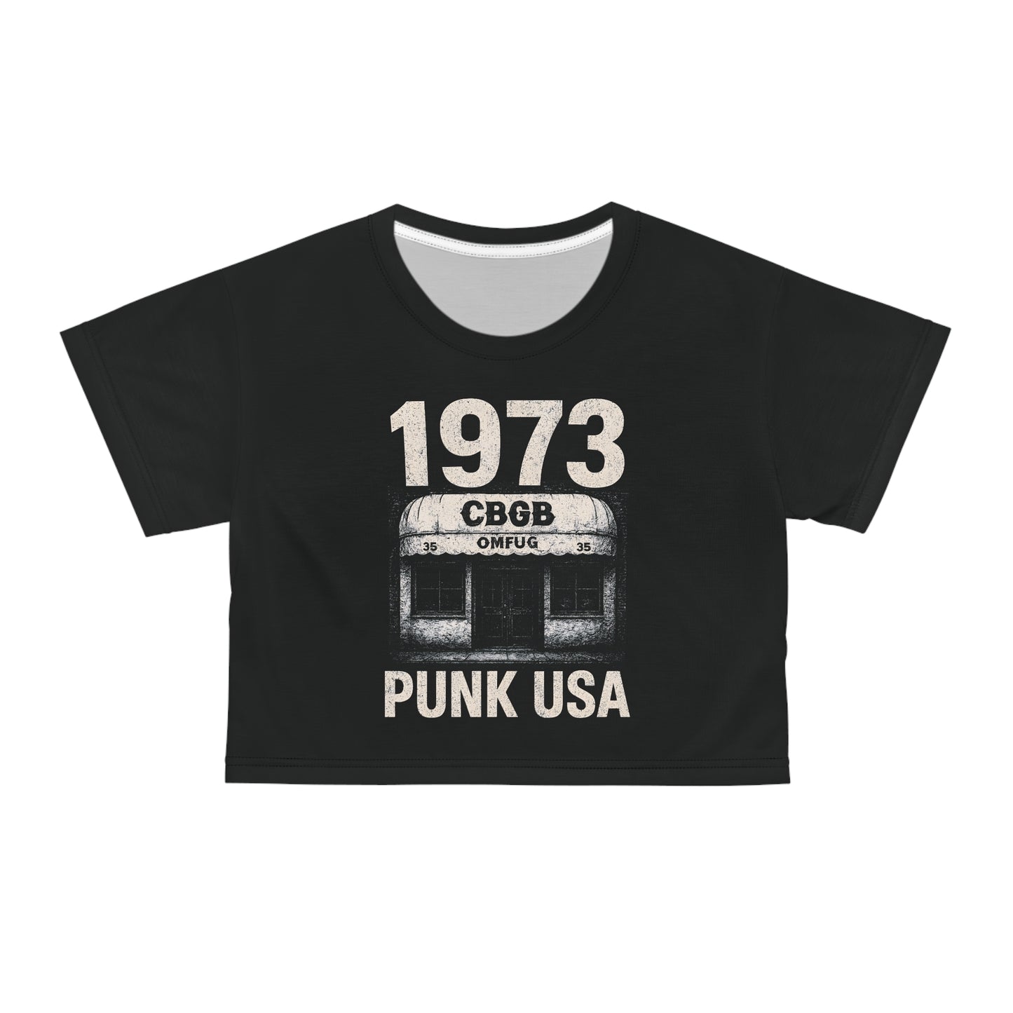 "1973 Punk USA", Black Crop Tee