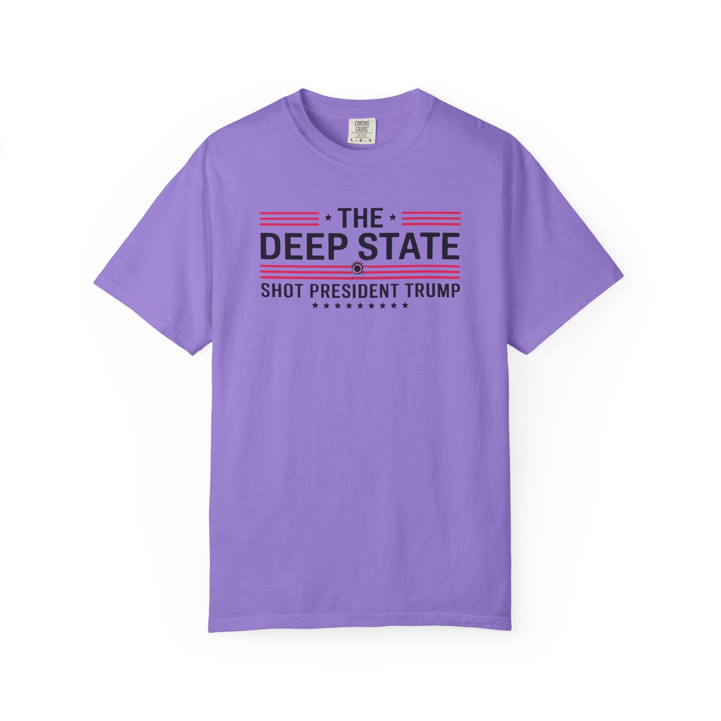 "The Deep State Shot President Trump" #02, Unisex White T-shirt