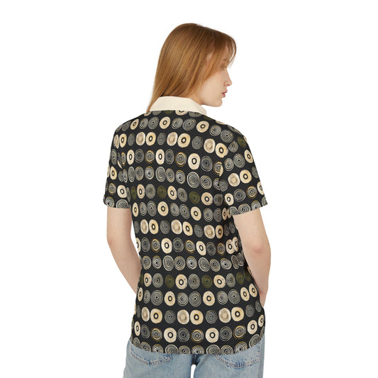 "Punk Polka", Unisex Polo Shirt (Iced Almond Collar)