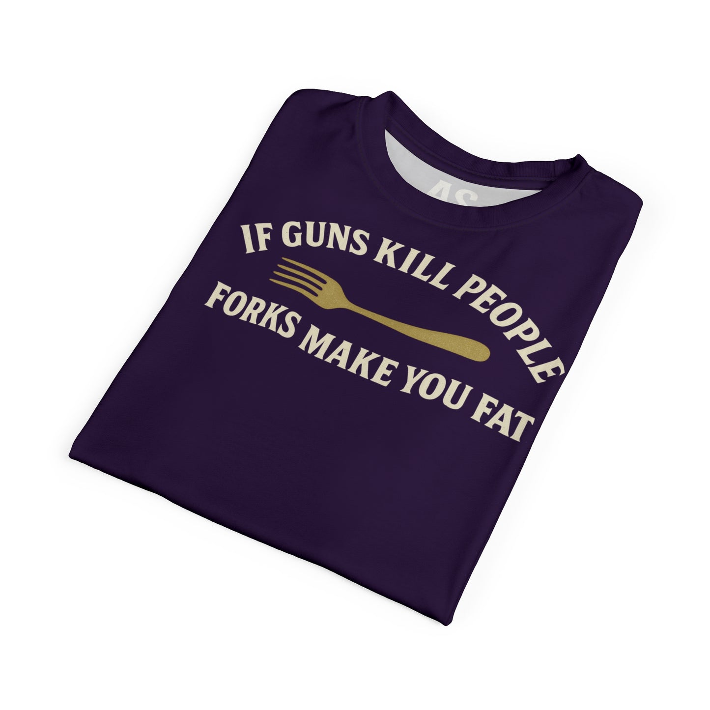 ''Forks Make You Fat", Unisex T-shirt (Academic Purple)