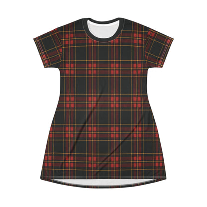 "Kilmor Gallóglach Tartan", T-Shirt Dress (Gallóglach Black Collar)