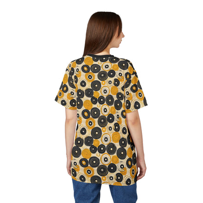 "Old 45's", Wearable Pattern Art Unisex Tee (70's Black Collar)