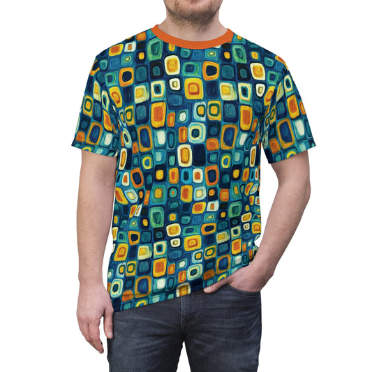 "Soul Mosaic", Unisex Tee (Metallic Orange Collar)