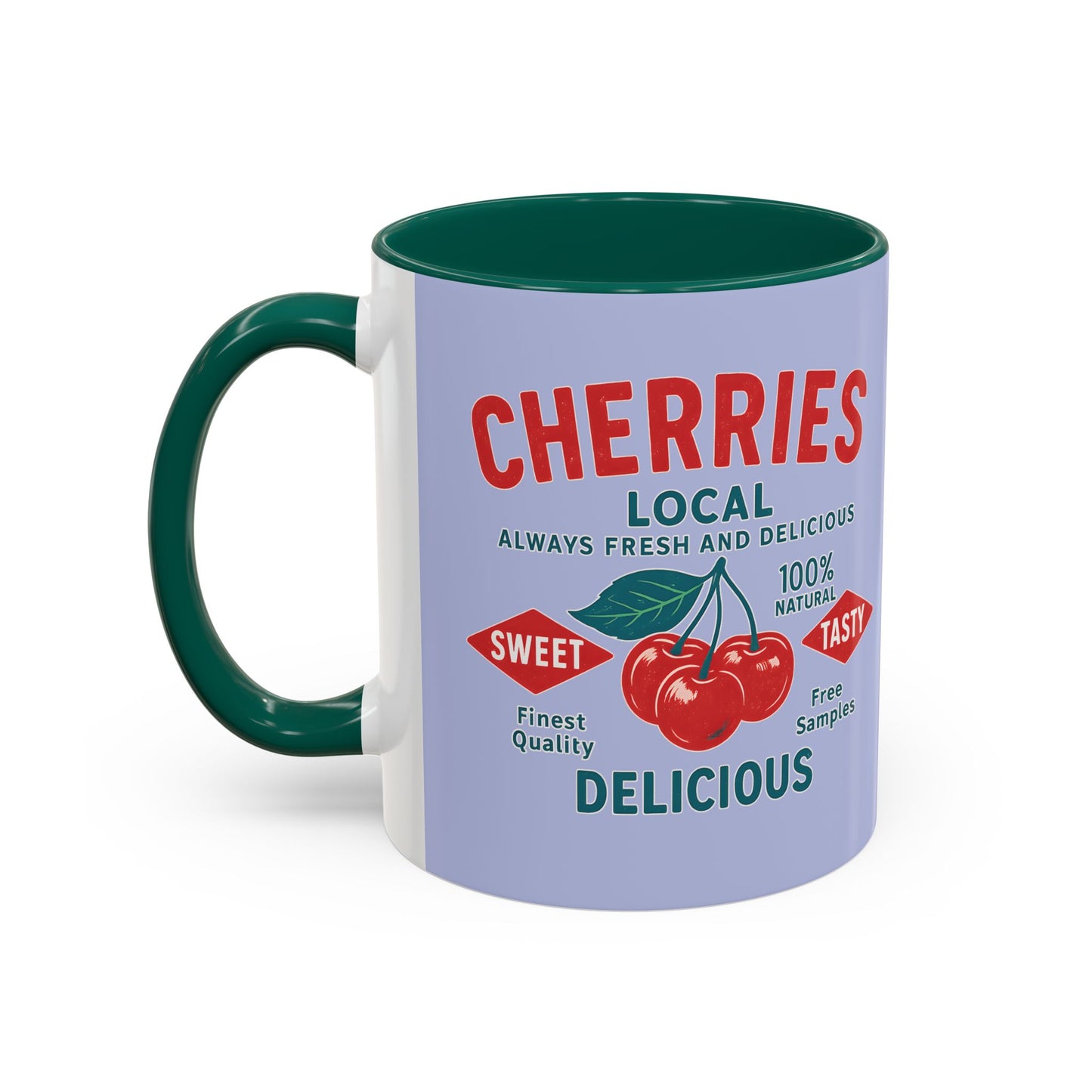 "Delicious Cherries", Colorful Mugs (11oz, 15oz) (Retro Periwinkle)