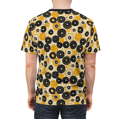"Old 45's", Wearable Pattern Art Unisex Tee (70's Black Collar)