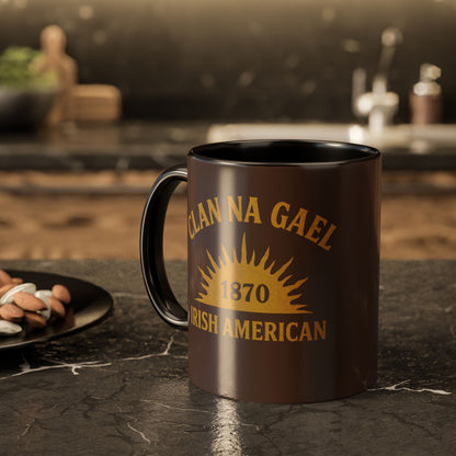 "Clan na Gael - Irish American", Colorful Mugs (11oz, 15oz) (Wild Boar Brown)