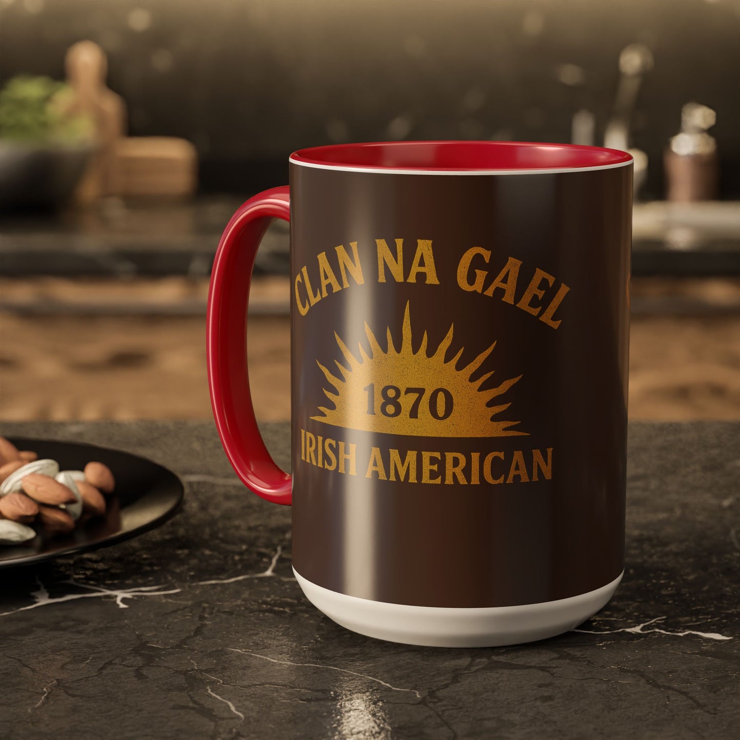"Clan na Gael - Irish American", Colorful Mugs (11oz, 15oz) (Wild Boar Brown)