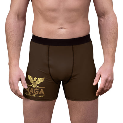 "MAGA - Restoring the Republic", Men's Boxer Briefs (Dark Chocolate Brown)
