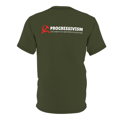 "Progressivism - Enemy of Western Civilization", Unisex Tee (Dark Olive Green)