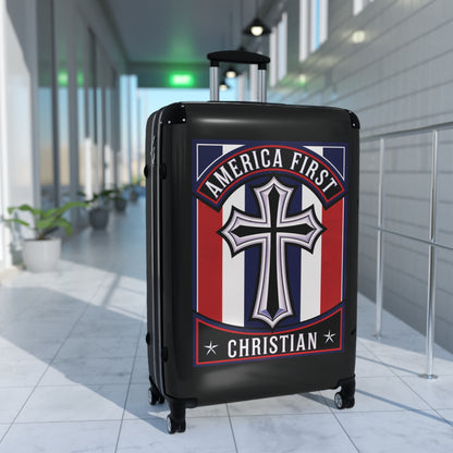 "America First Christian" Wall Art #11 Suitcases (Moonless Black)