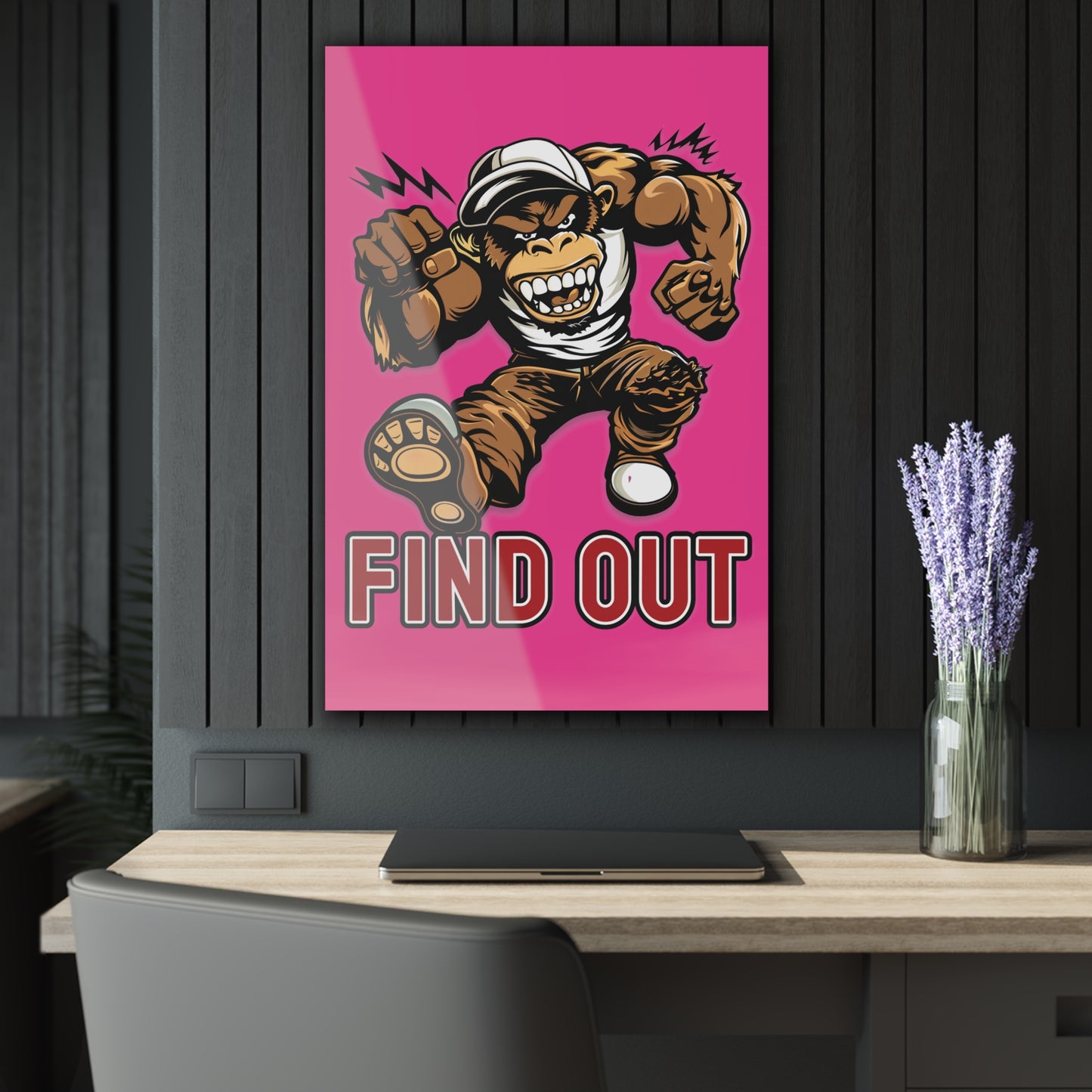 "Find Out", Acrylic Wall Prints (French Cleat Hanging) (Fluorescent Hot Pink)