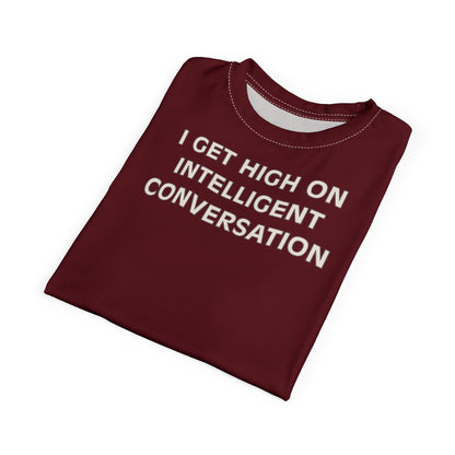 "Intelligent Conversation", Unisex T-shirt (Summer Cherry Red)