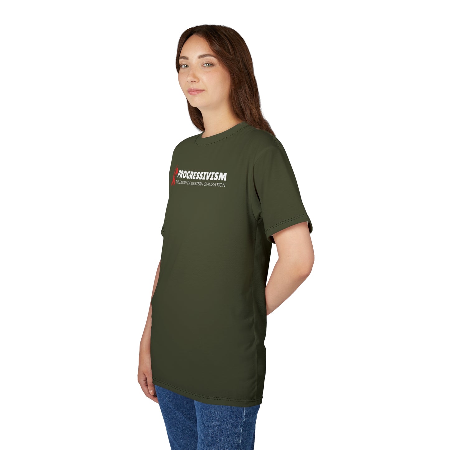 "Progressivism - Enemy of Western Civilization", Unisex Tee (Dark Olive Green)