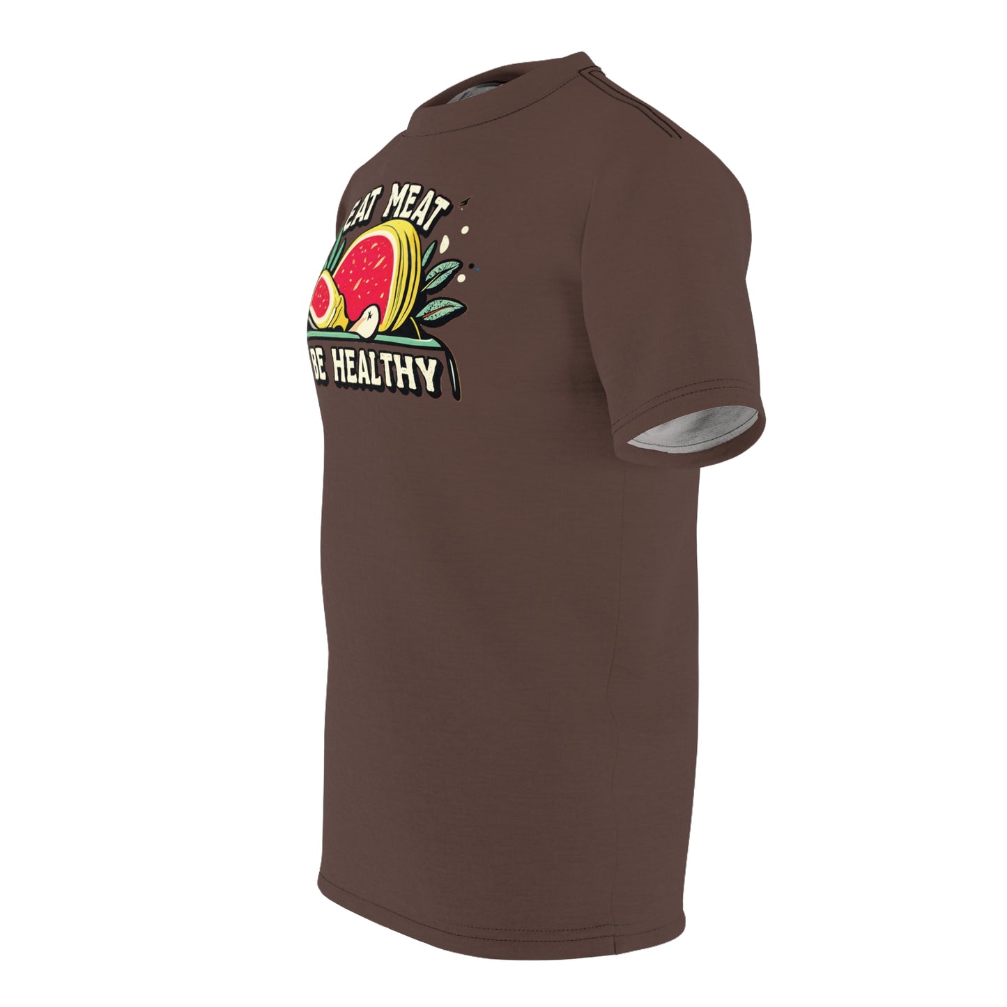 "Eat Meat & Be Healthy", Unisex T-shirt (Zanzibar Brown)