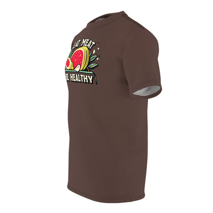 "Eat Meat & Be Healthy", Unisex T-shirt (Zanzibar Brown)