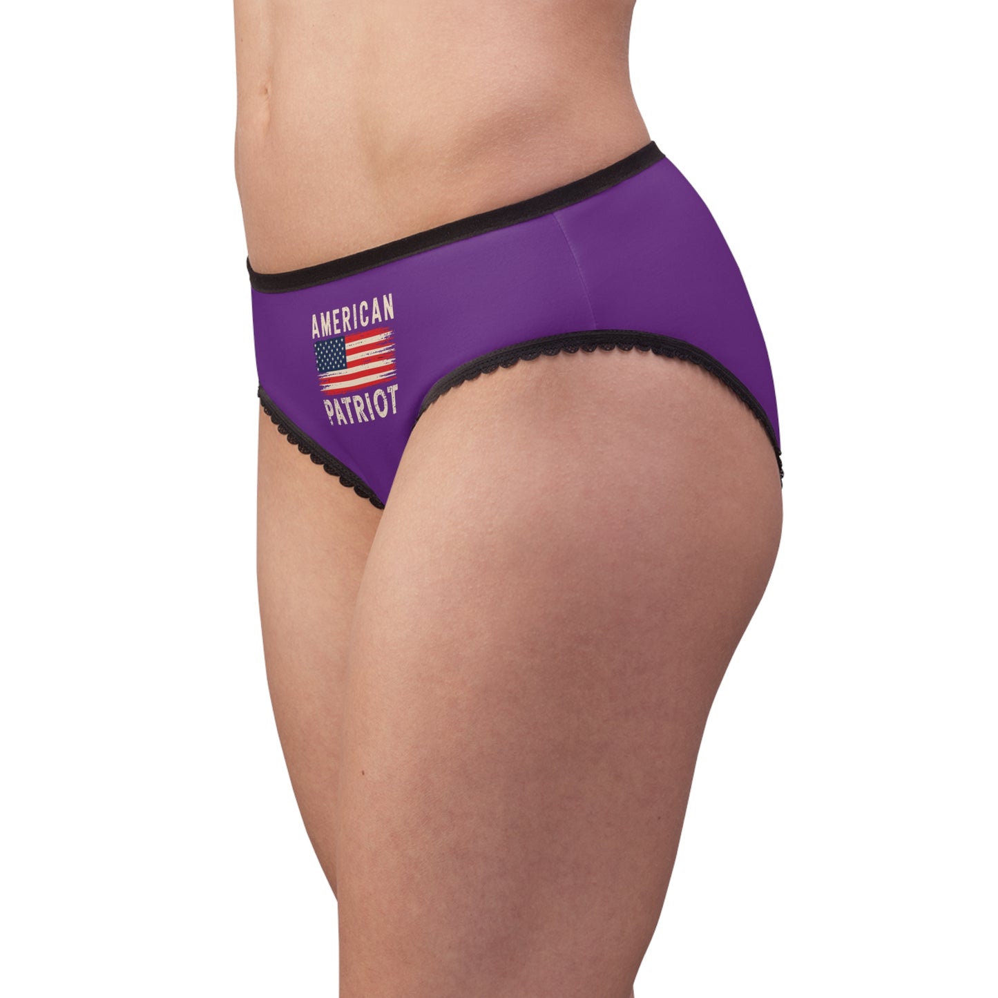 "American Patriot" with Flag #02, Women's Briefs (Vesper Violet)