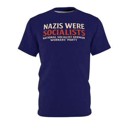 "Nazis were Socialists", Unisex T-shirt (Obsidian Blue)
