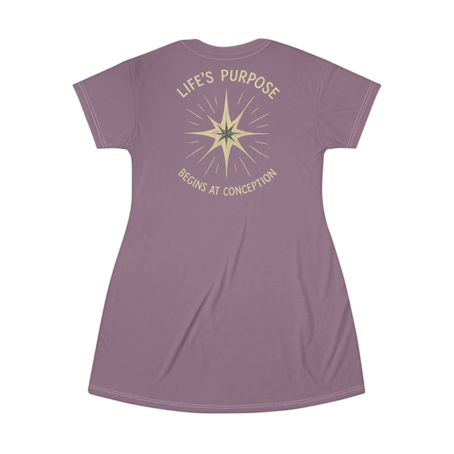"Life's Purpose Begins at Conception #02", T-Shirt Dress (Mountbatten Mauve)