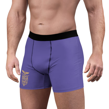 "MAGA Restoring the Republic" #02, Men's Boxer Briefs (Purple Blue)