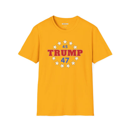 "Trump 45-47 Circle of Stars", Unisex Softstyle T-Shirt