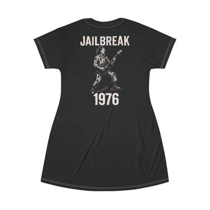 "Jailbreak 1976", T-Shirt Dress (70's Black)