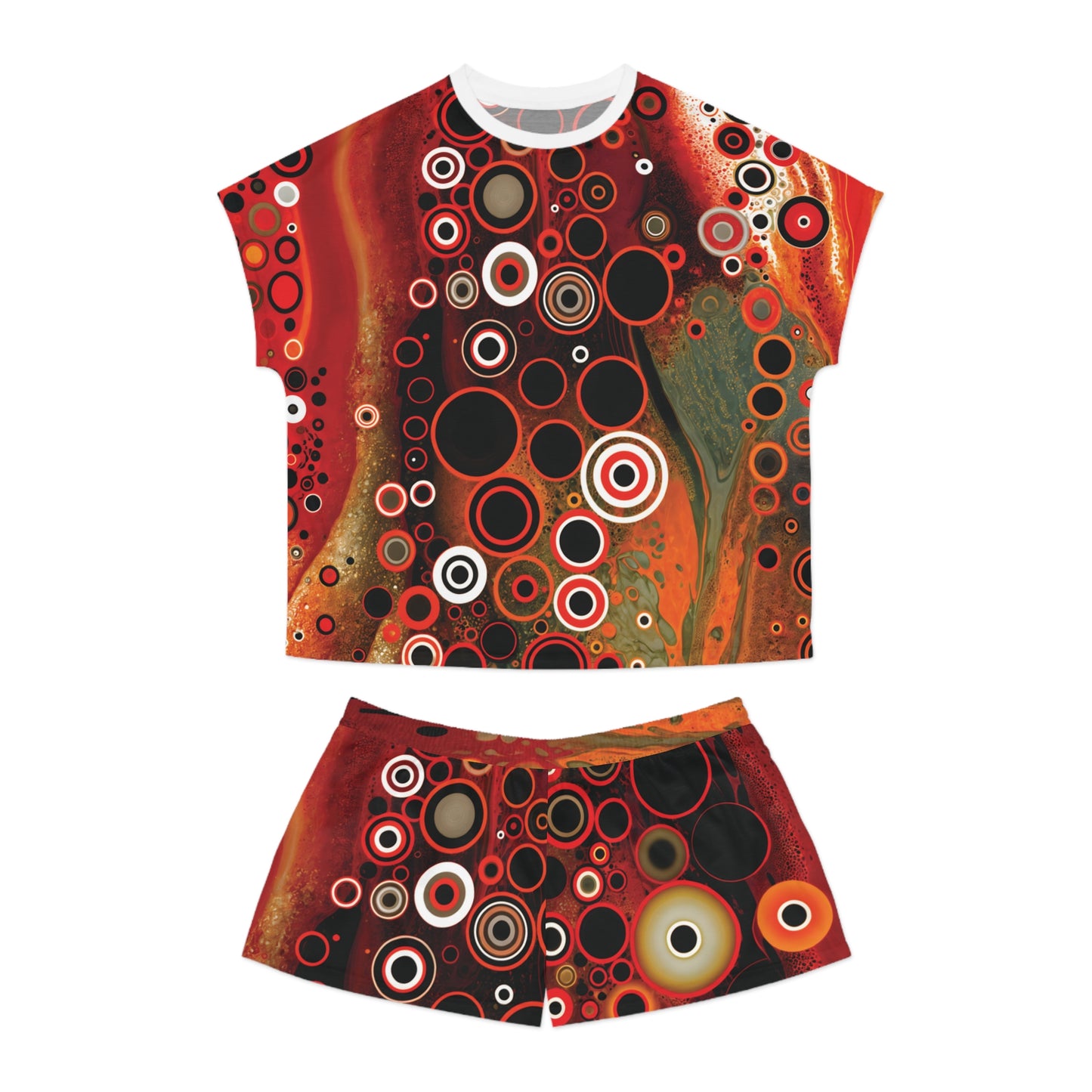 "Abstract #08", Women's Short Pajama Set (White or Black Collar)