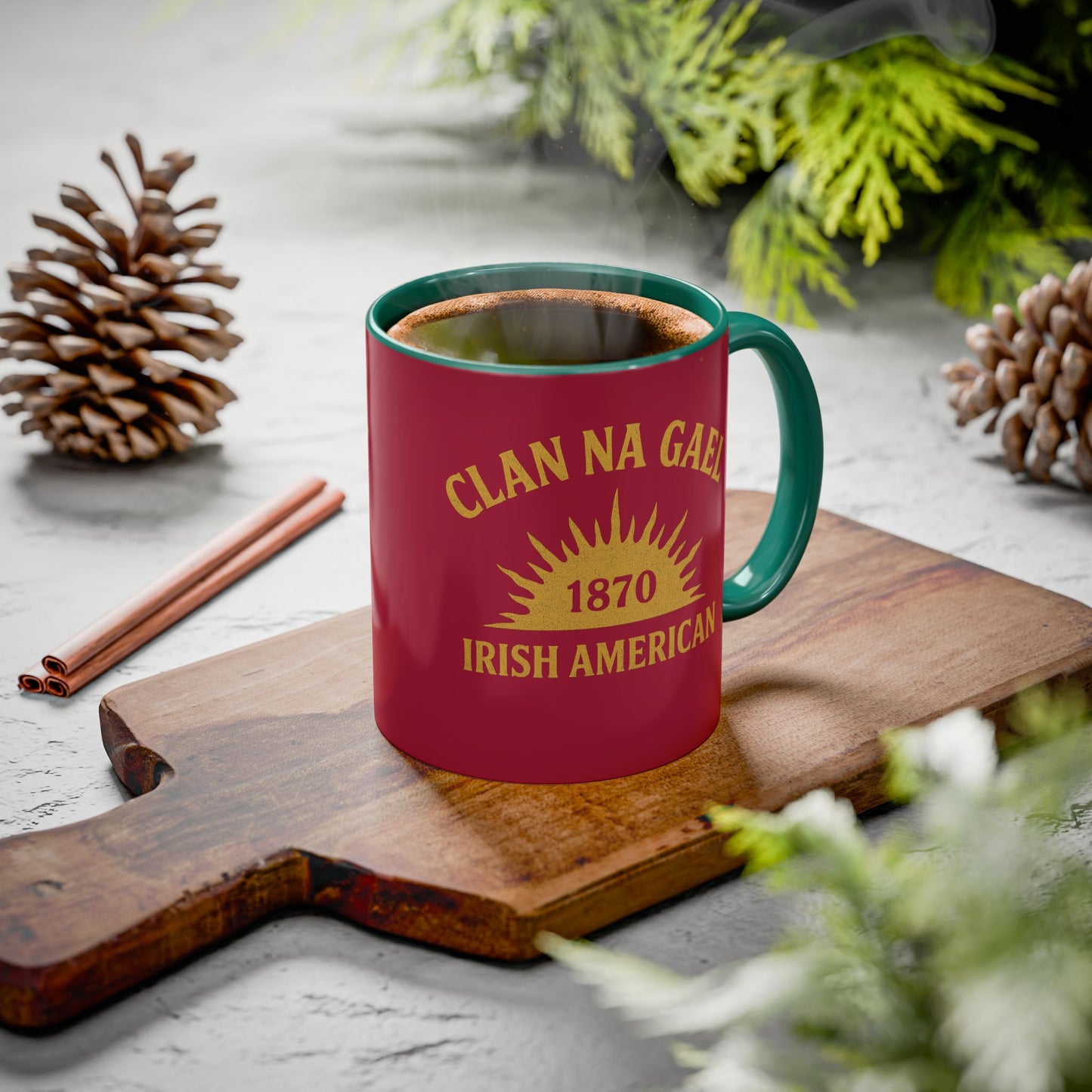 "Clan na Gael - Irish American", Colorful Mugs (11oz, 15oz) (Fénechas Red)