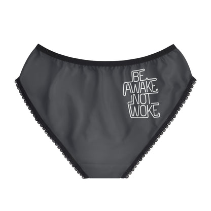 "Be Awake Not Woke" #1, Women's Briefs (Highland Grey)