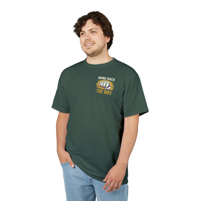 "Bring Back The Biff", Unisex T-shirt (Old Growth Green)